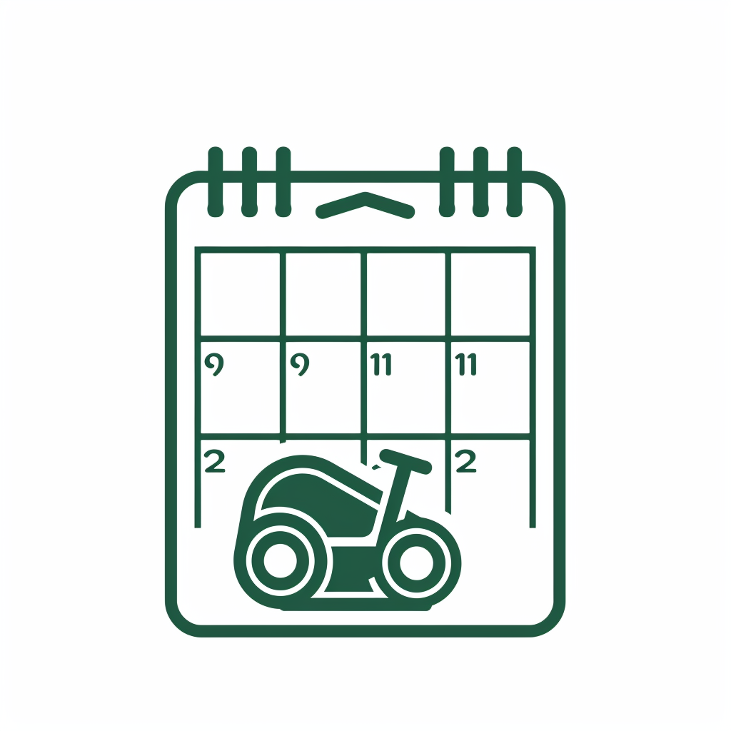 Icona calendario con tosaerba - weekend rovinati dalla manutenzione giardino