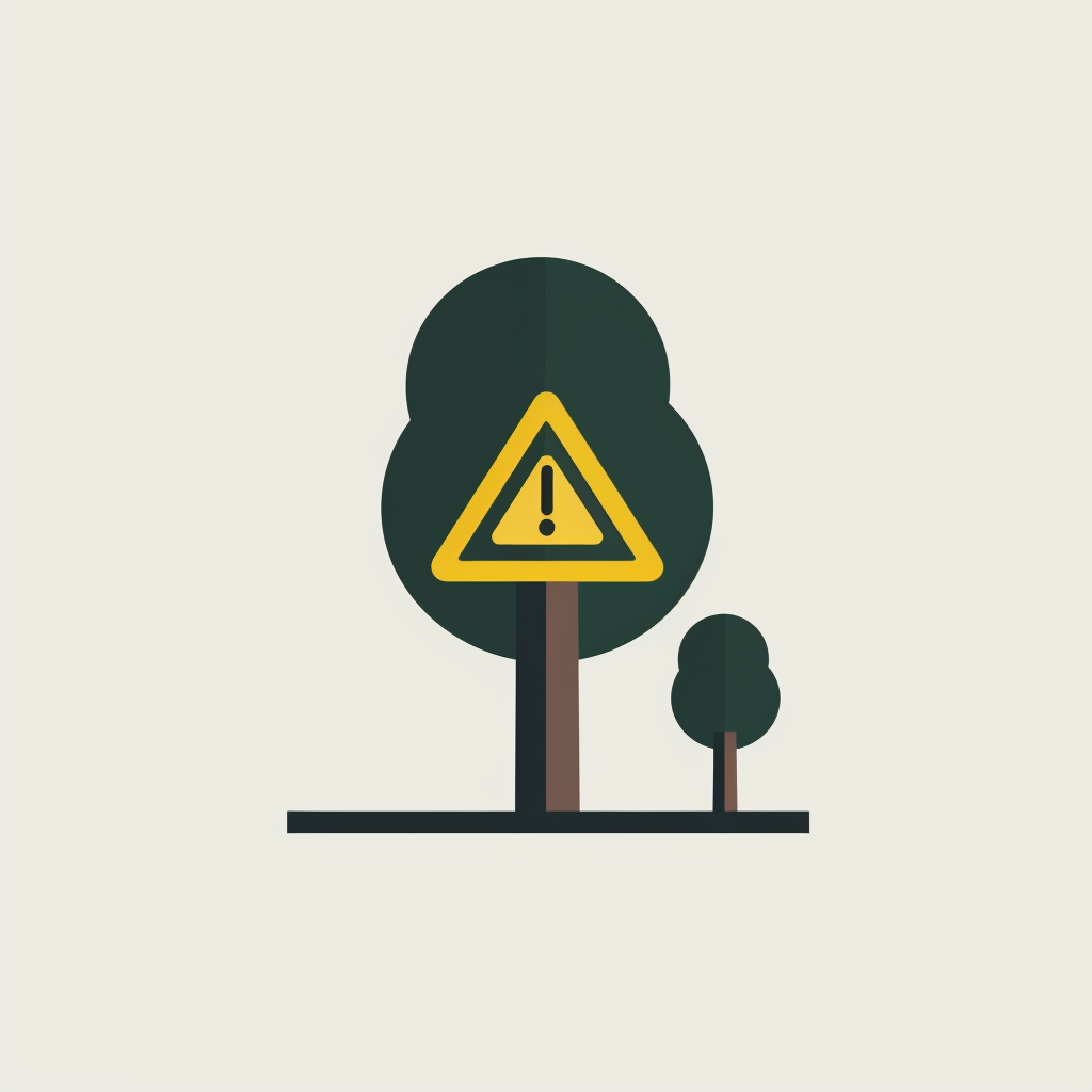 Icona albero pericoloso - rischio per casa e famiglia